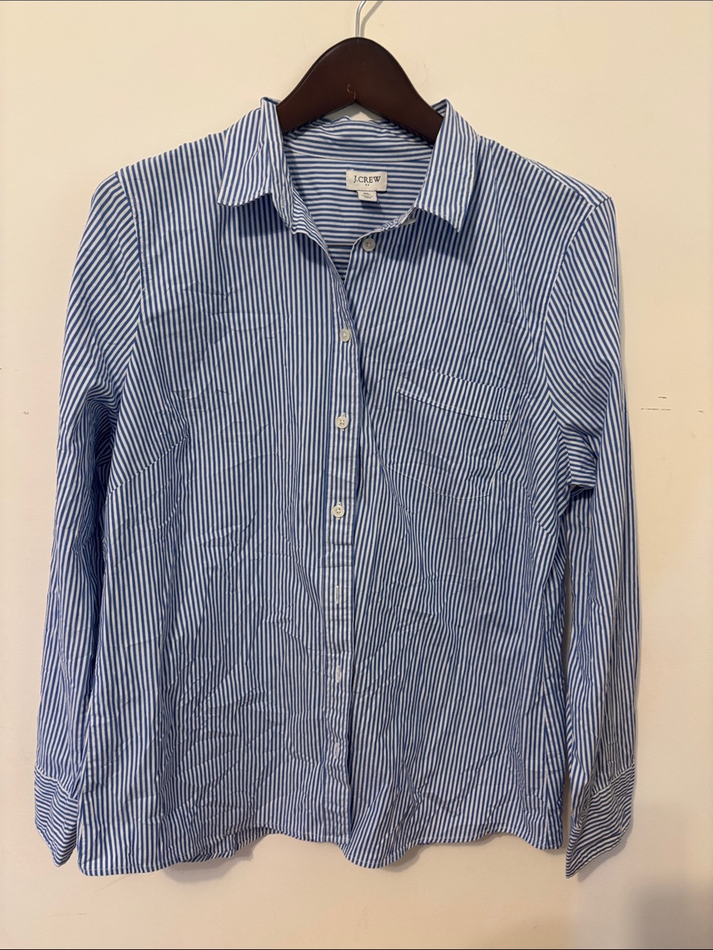 J. Crew Factory Blue & White Striped Button-Down Shirt